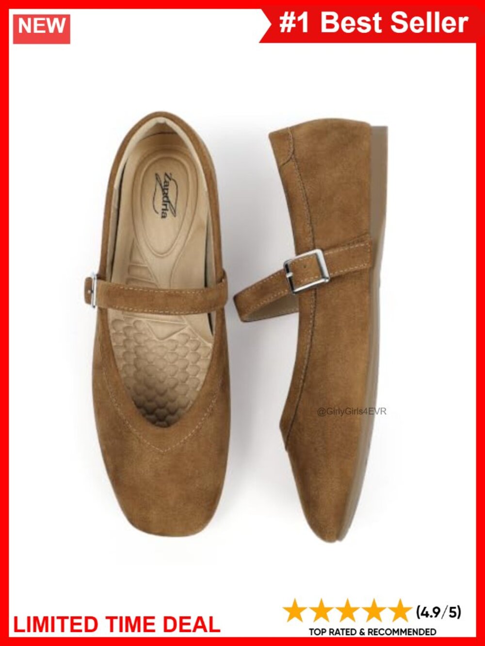Mary Jane Flats Women's Square Toe Slip On Ballet Shoes Faux Suede